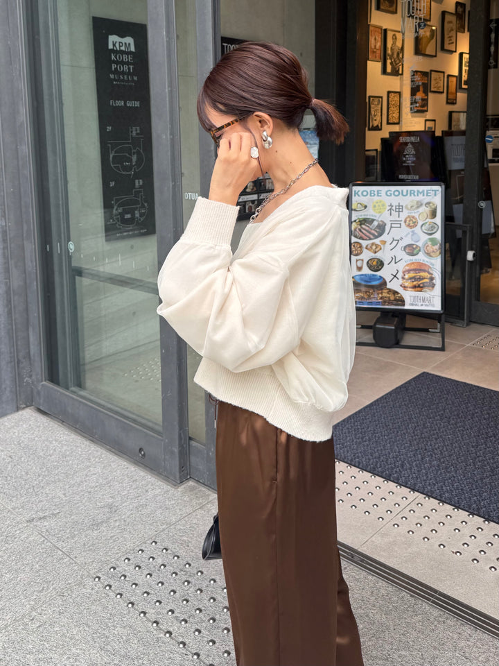 チュールニットカーディガン / アイボリー