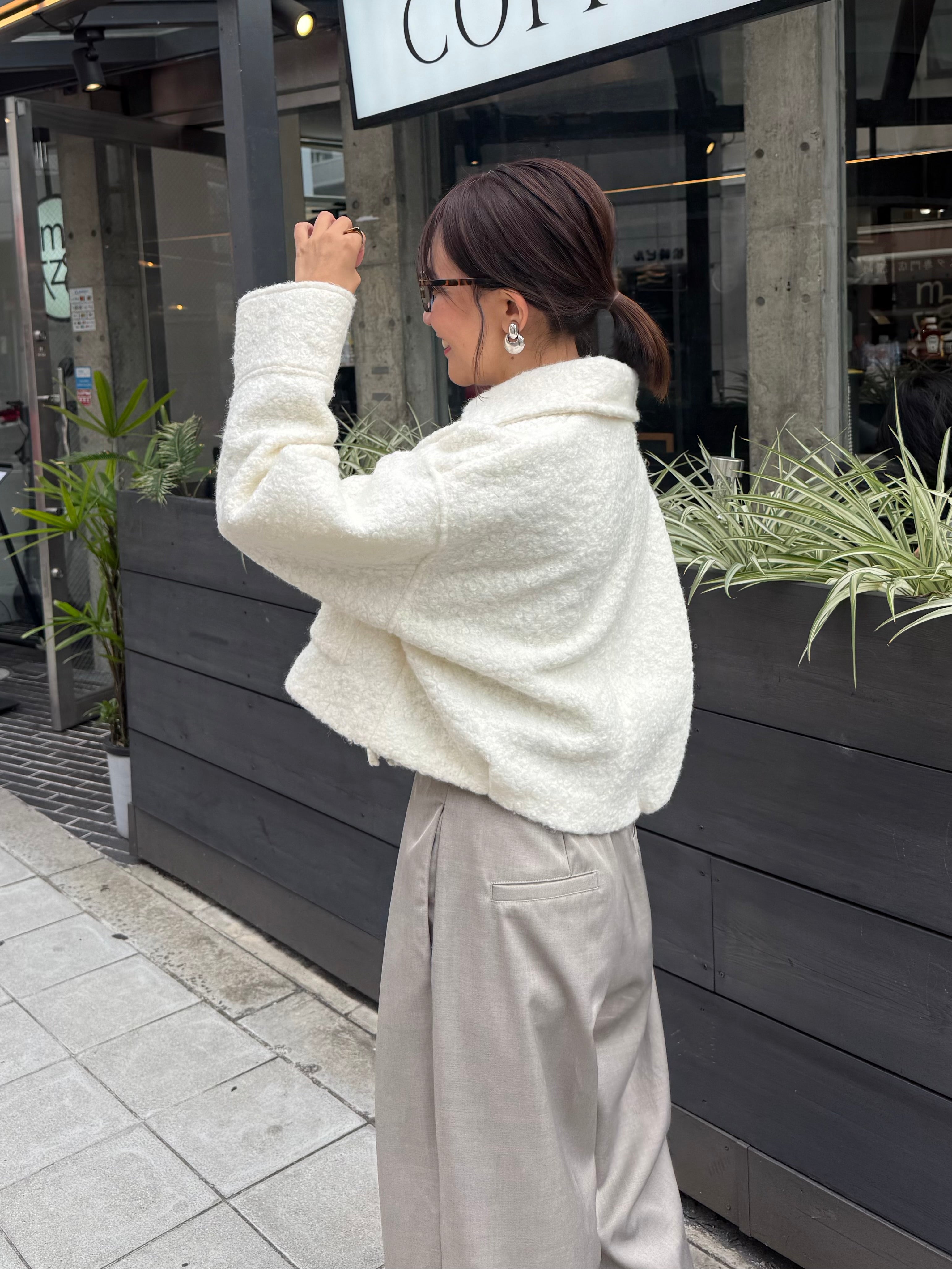 ループツイードショートジャケット / アイボリー – fosie