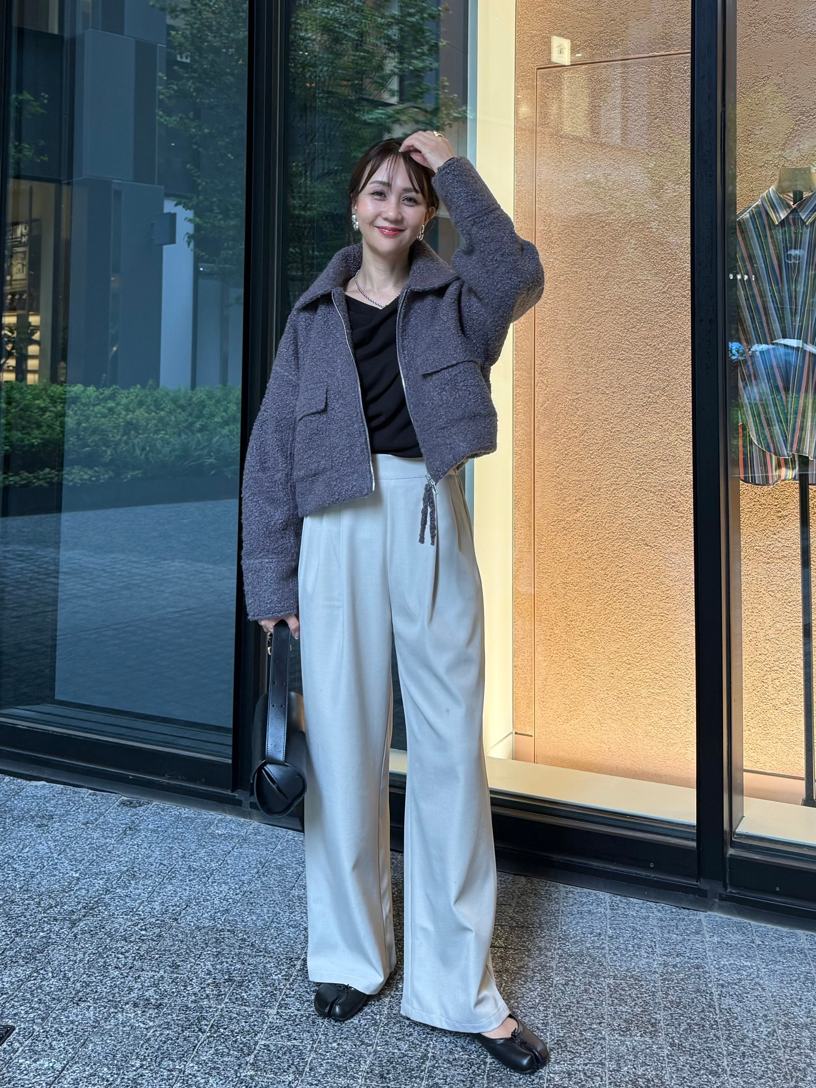 ループツイードショートジャケット / グレー – fosie