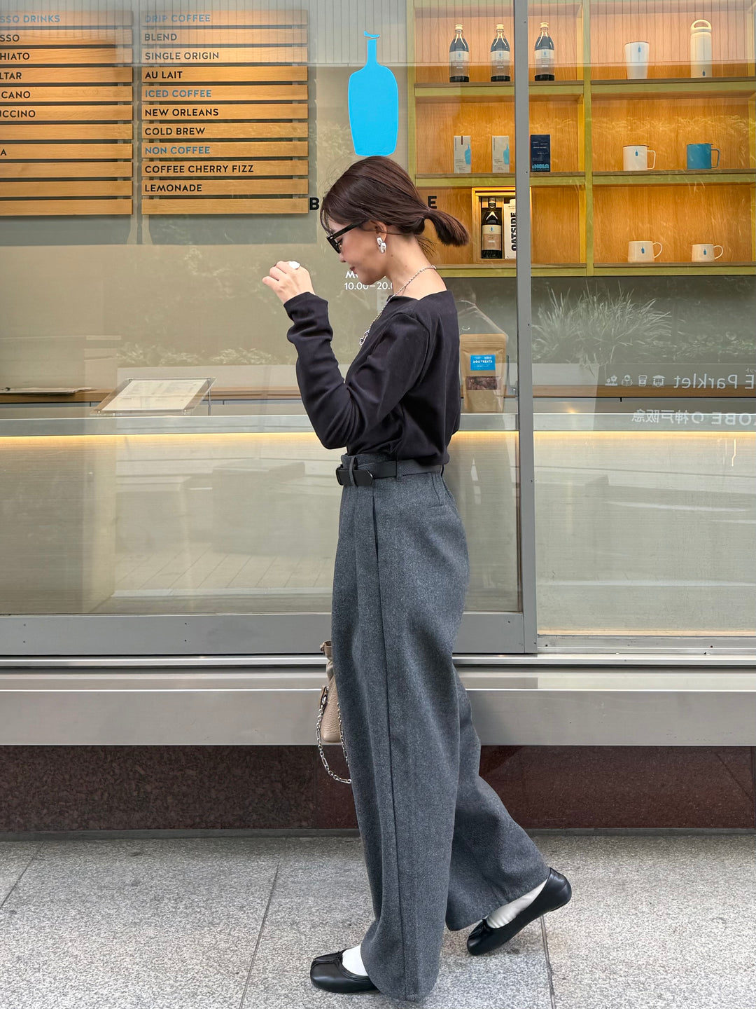 ベロアボートネックプルオーバー / ブラック