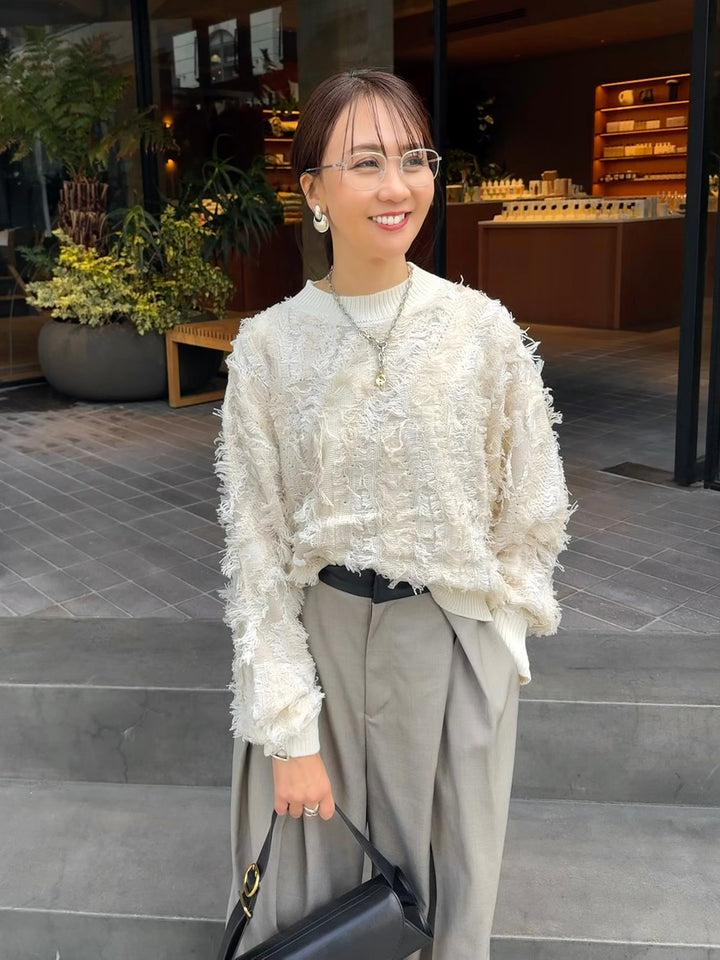 【予約】フリンジニットプルオーパー / アイボリー(11月下旬発送予定)