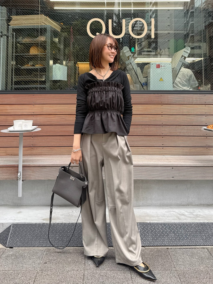 ドレープロングTシャツ / ブラック