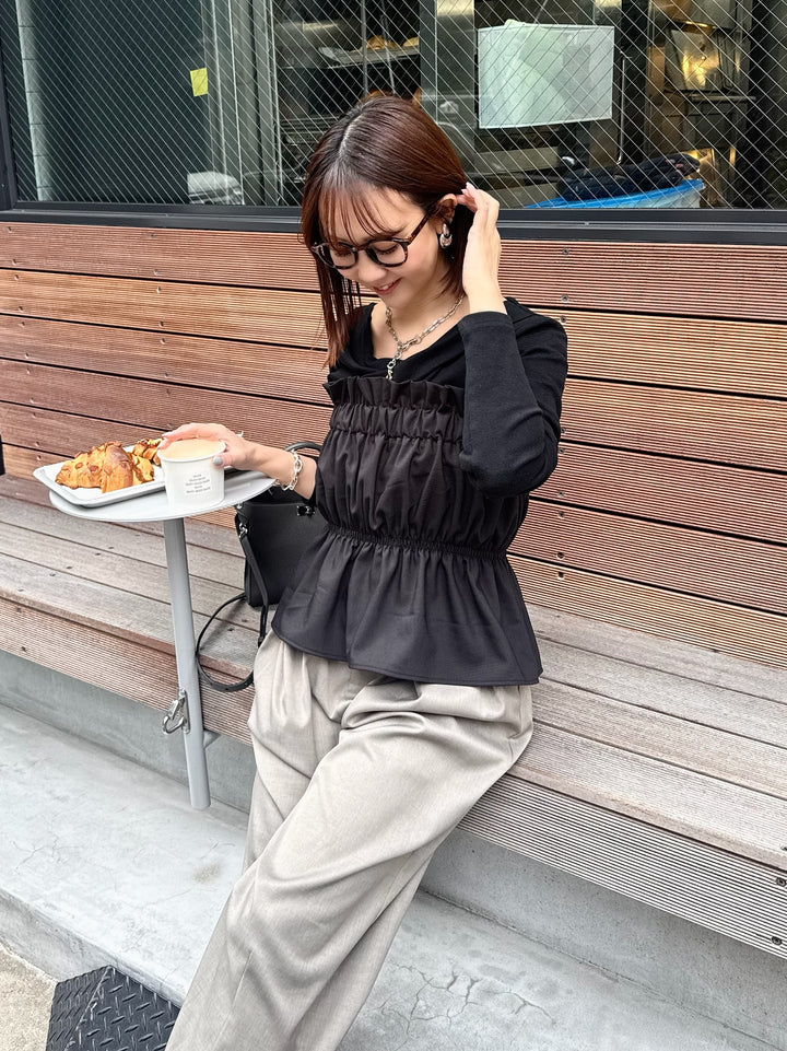 ドレープロングTシャツ / ブラック