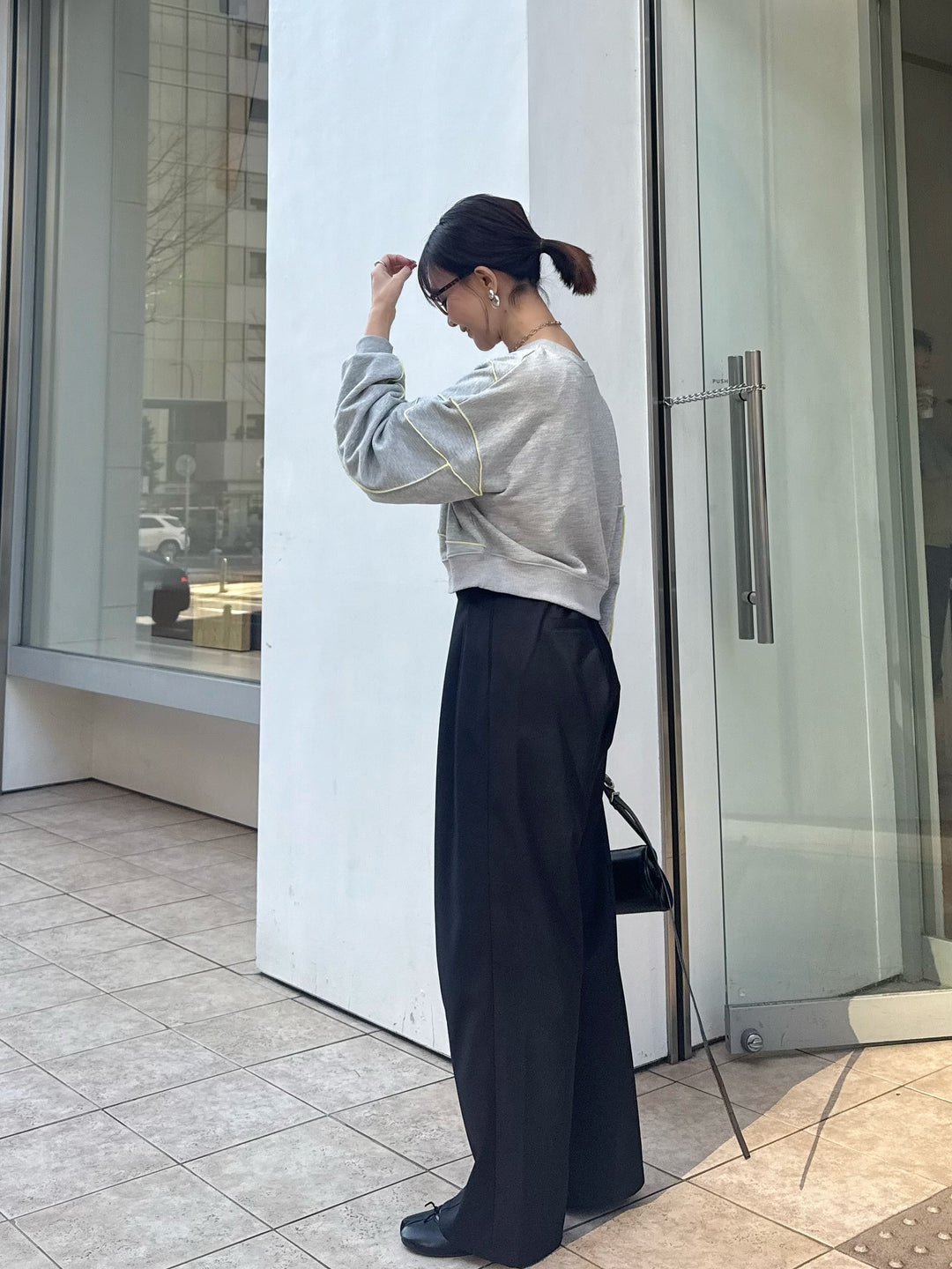 【予約】配色メロープルオーバー／グレー(2月下旬発送予定)