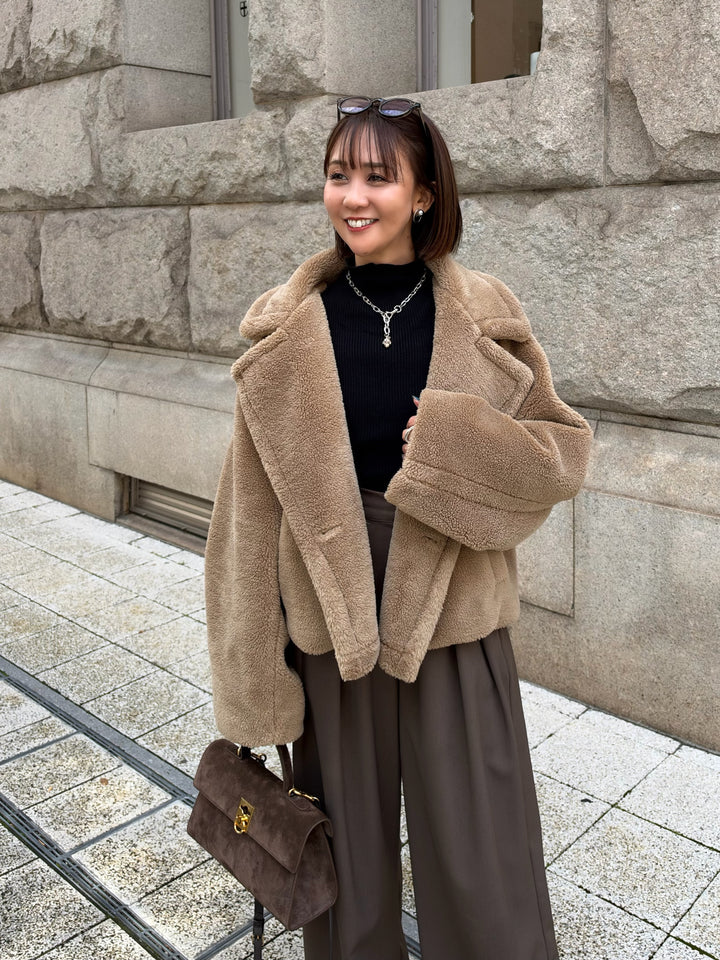ボアショートコート / キャメル