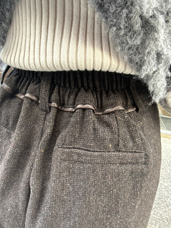 ツイードパイピングパンツ／ブラック