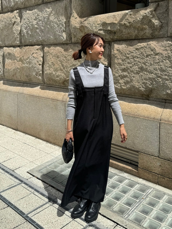 袖ボタンハイネックニット / グレー