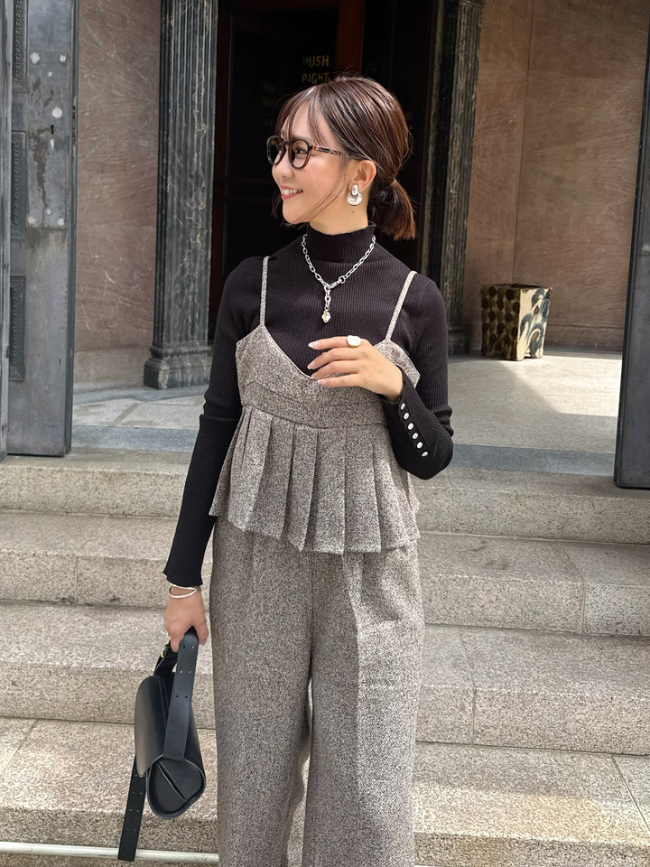 【予約】プリーツビスチェオールインワン / ブラウン(10月下旬発送予定)