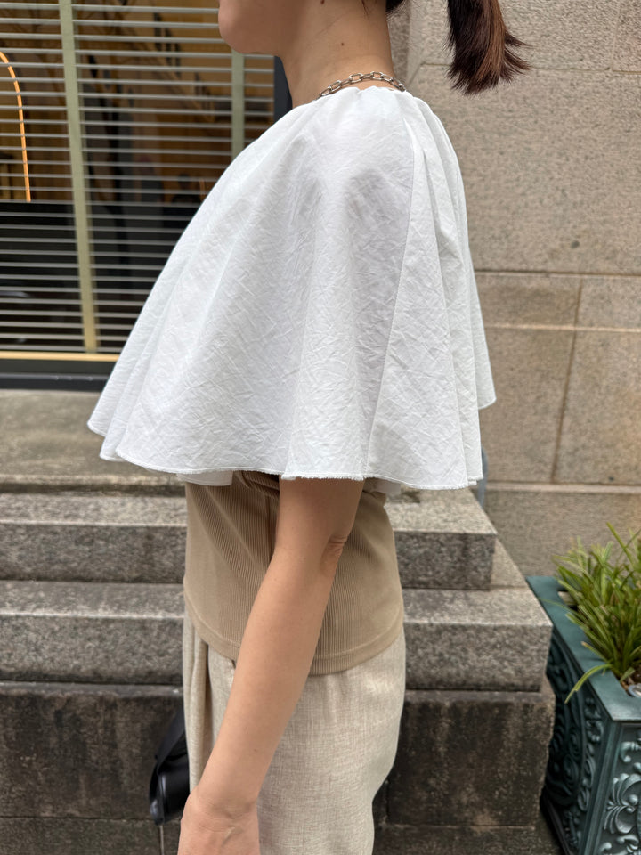 ケープドッキングリブトップス / ベージュ