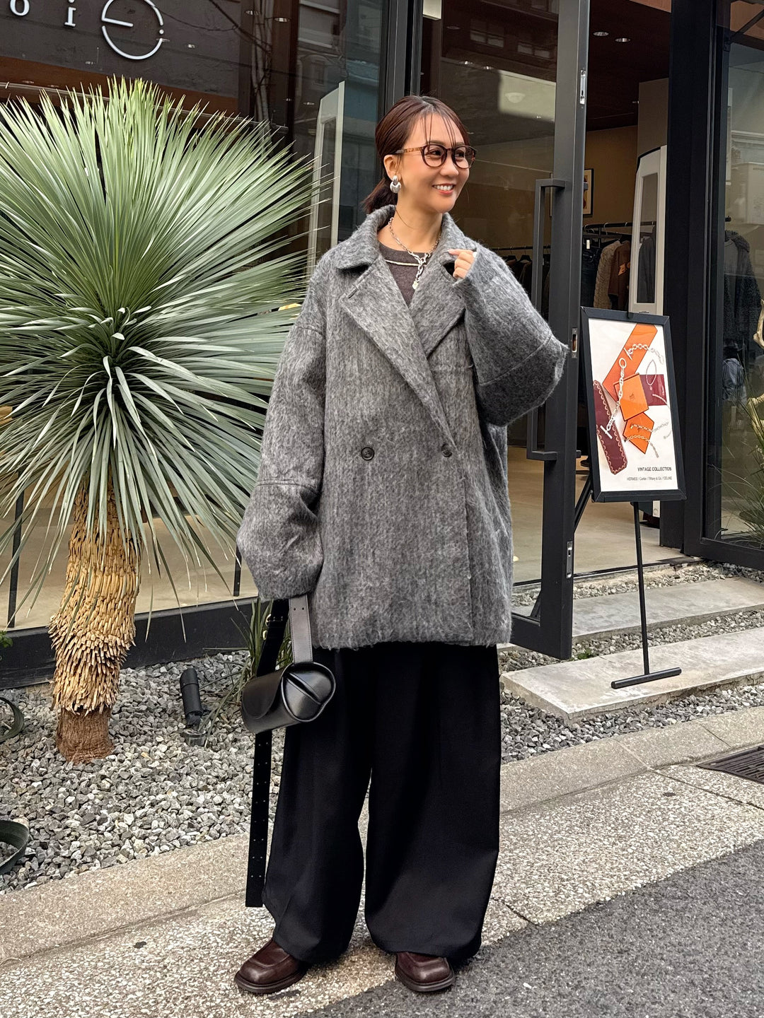 シャギーミドルコート / チャコール