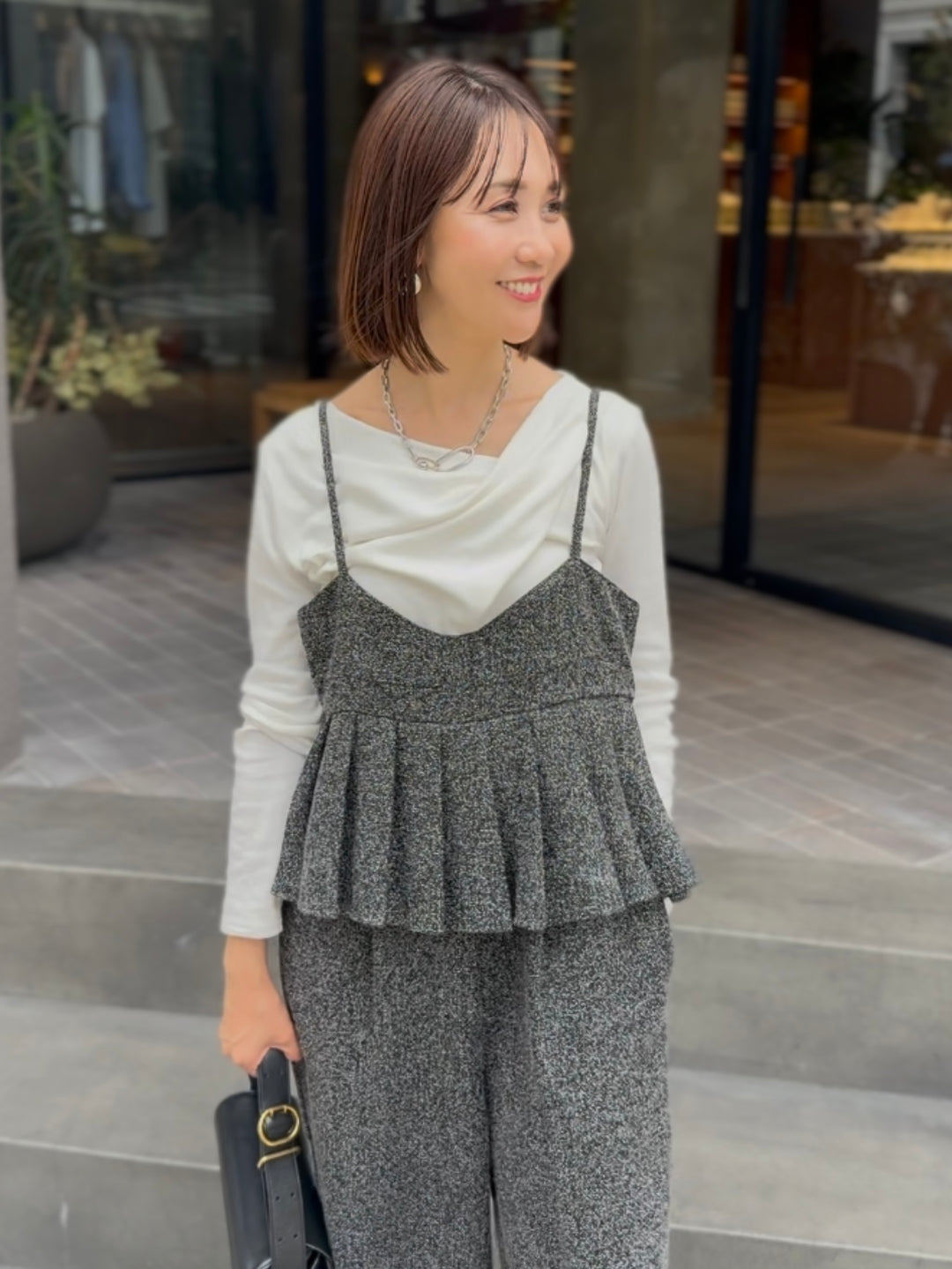 【予約】プリーツビスチェオールインワン / ブラック(11月上旬発送予定)