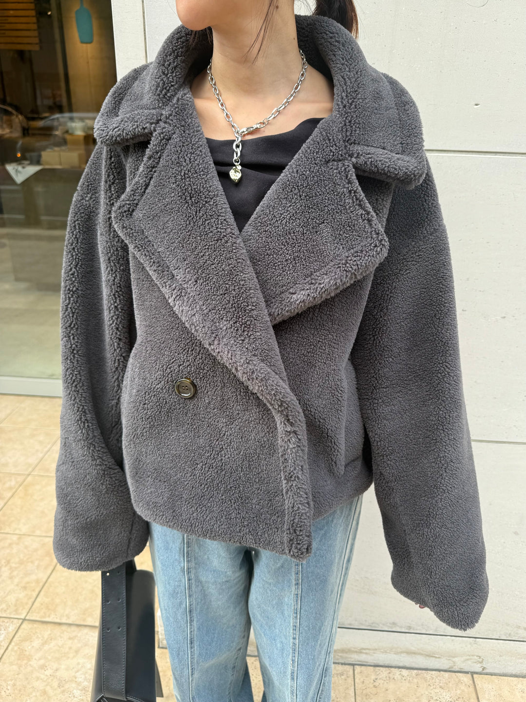 【予約】ボアショートコート / チャコールグレー(11月中旬発送予定)