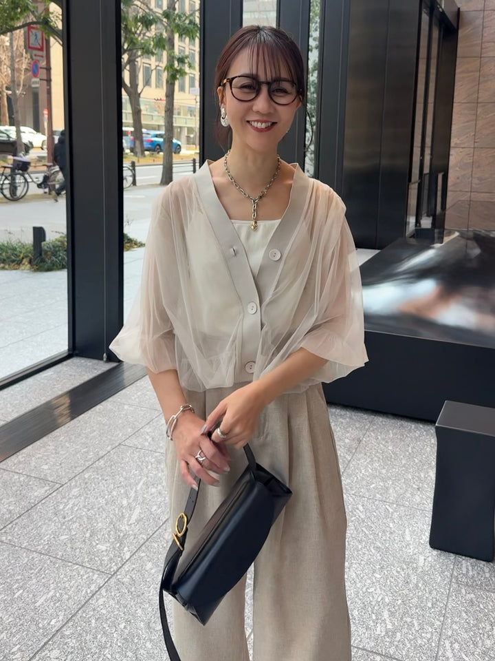 [新作300円OFF] 【予約】チュールシアーカーディガン / ベージュ(4月上旬発送予定)