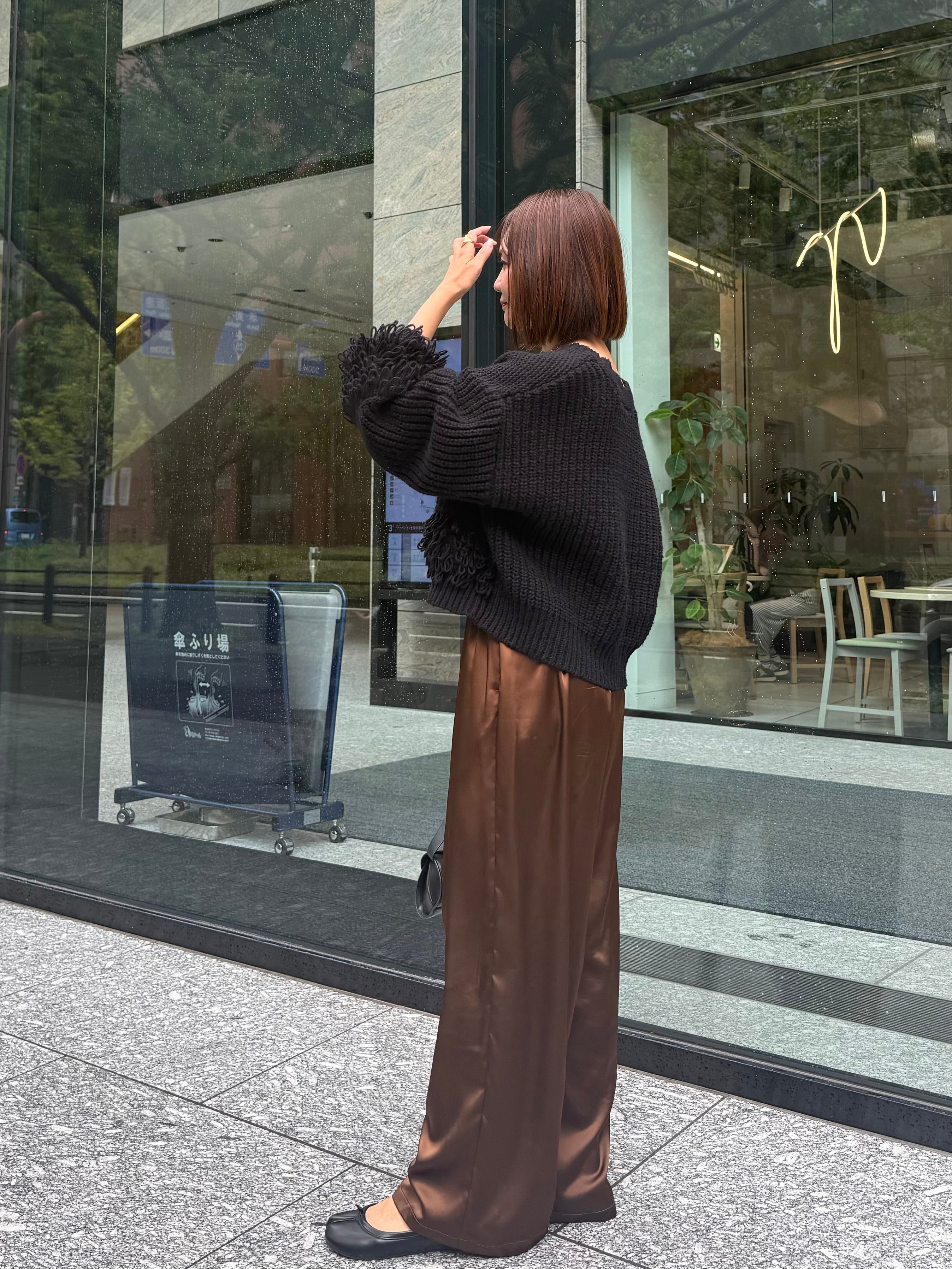 サテンイージーパンツ / ブラウン – fosie