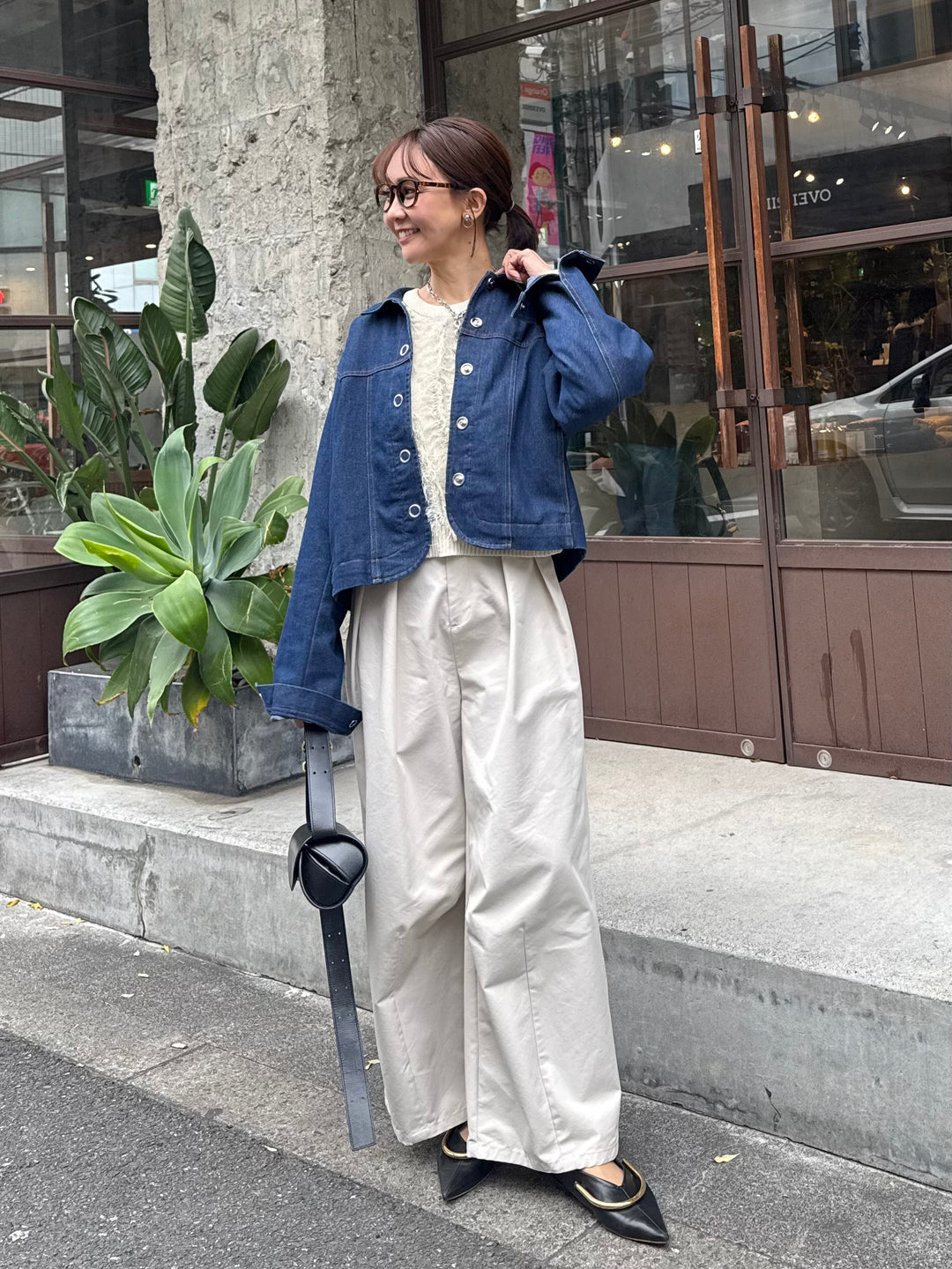 【予約】[SET] デニムジャケット / インディゴ + ツイルタックワイドパンツ / アイボリー(3月下旬発送予定)