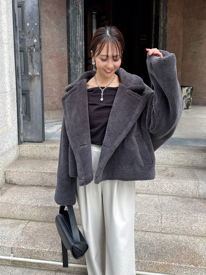 【予約】ボアショートコート / チャコールグレー(11月中旬発送予定)