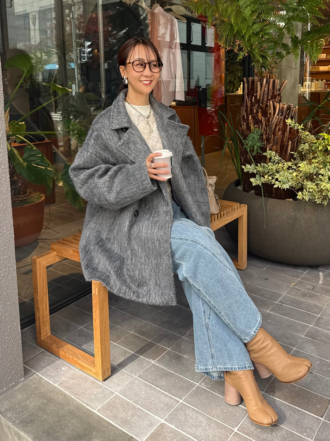 シャギーミドルコート / チャコール