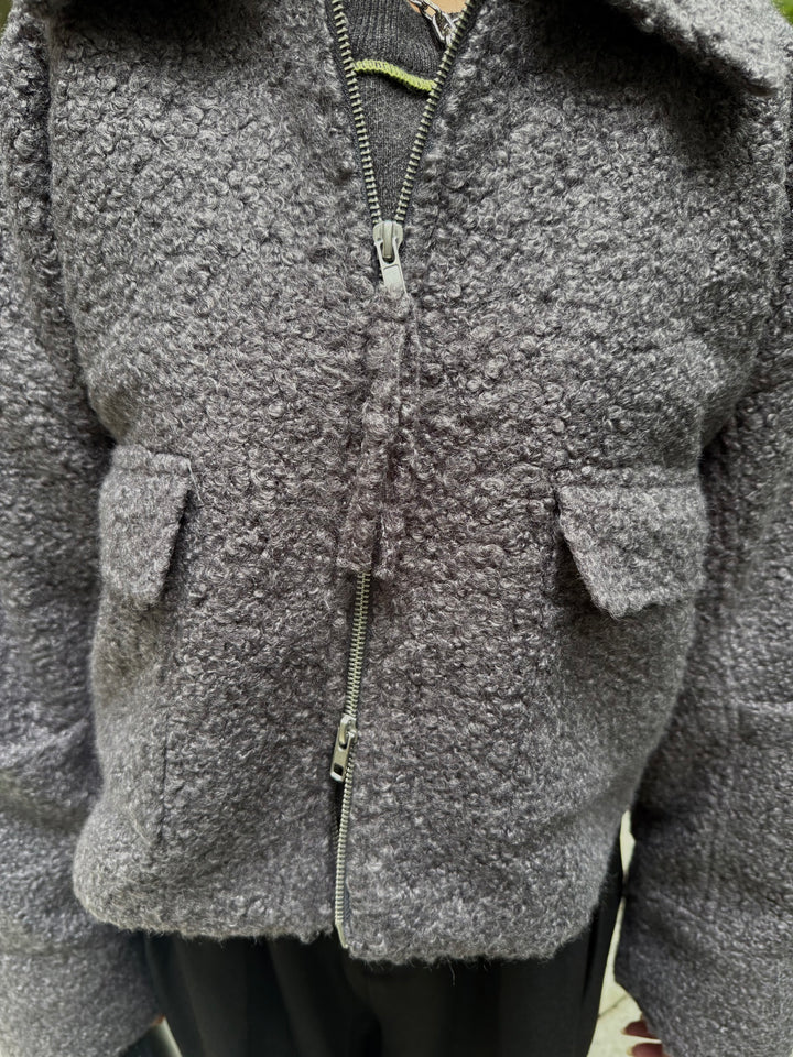 ループツイードショートジャケット / グレー