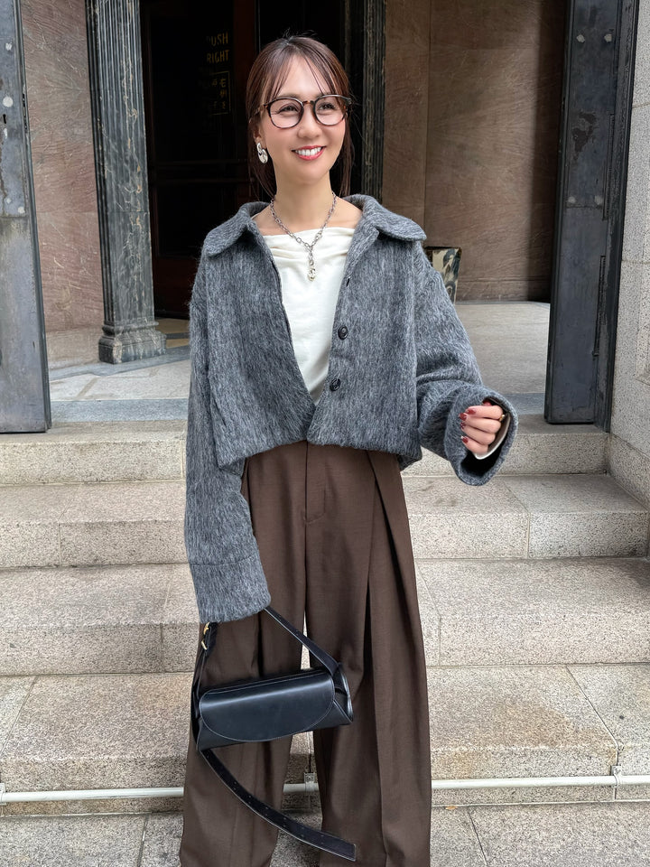 シャギーショートジャケット / グレー