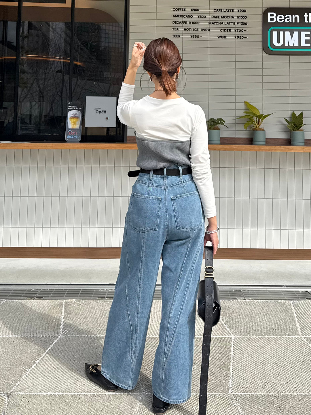 [新作300円OFF] リブニットビスチェドッキングTシャツ / オフホワイト×グレー