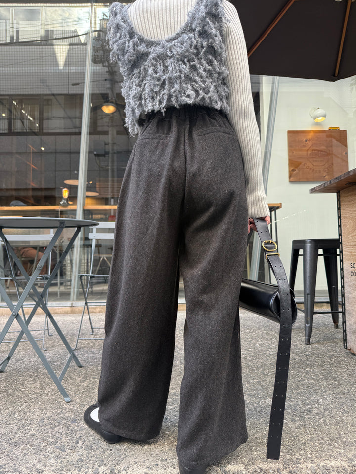 ツイードパイピングパンツ／ブラック