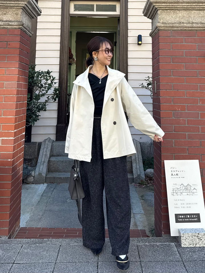 スタンドカラーミドルコート / オフホワイト