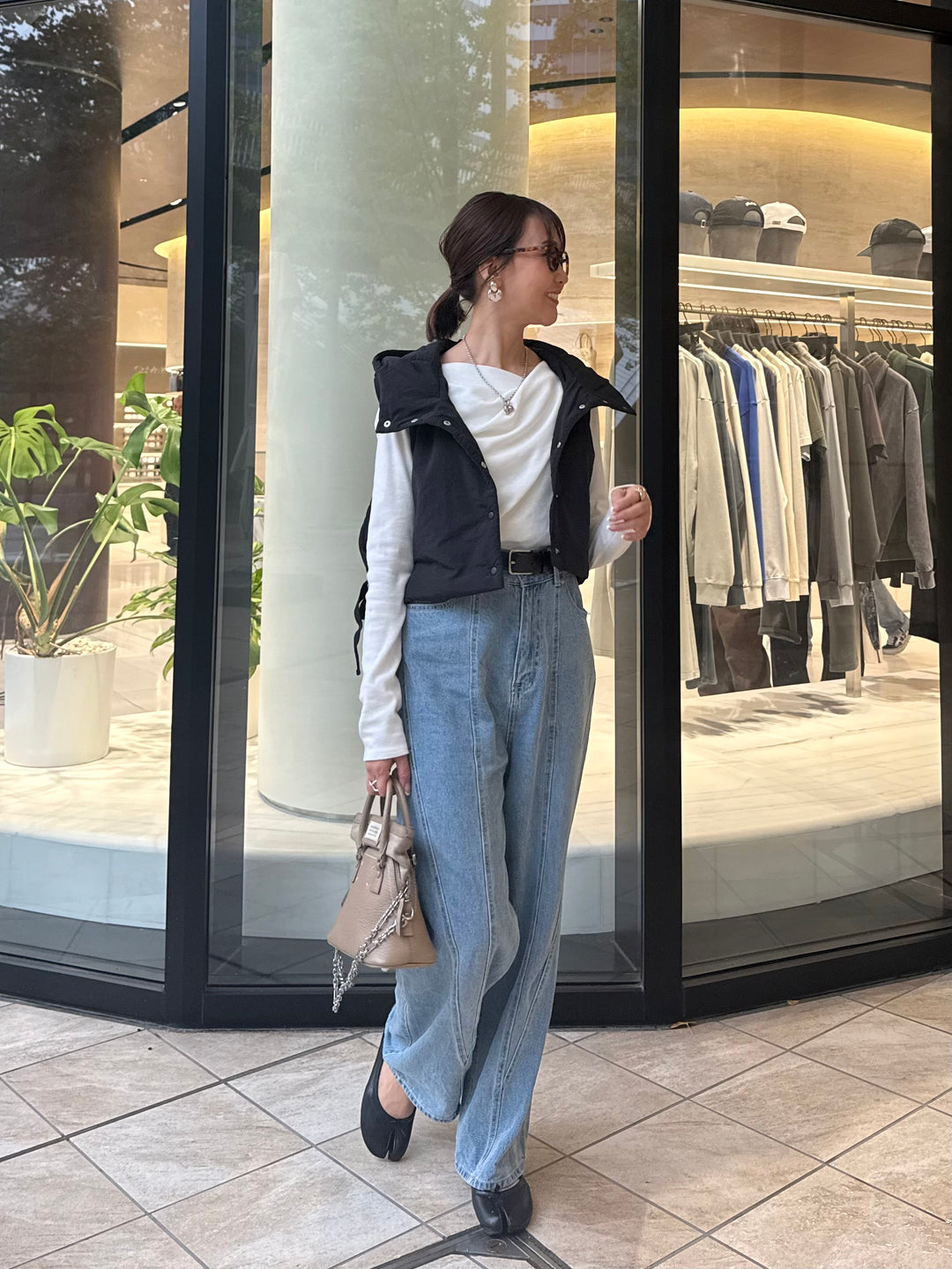 中綿フードベスト / ブラック