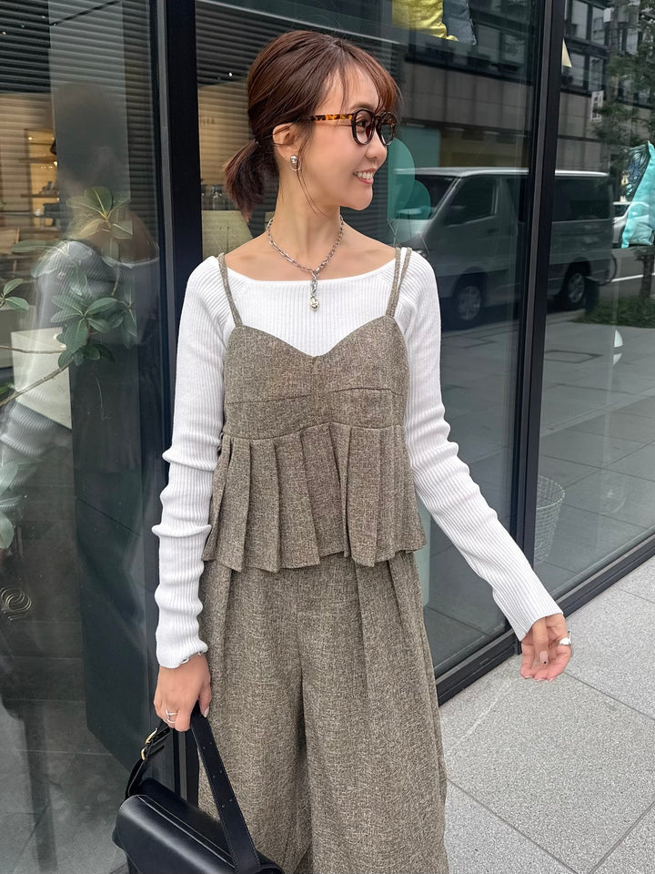 スクエアネックリブニットプルオーバー  / オフホワイト