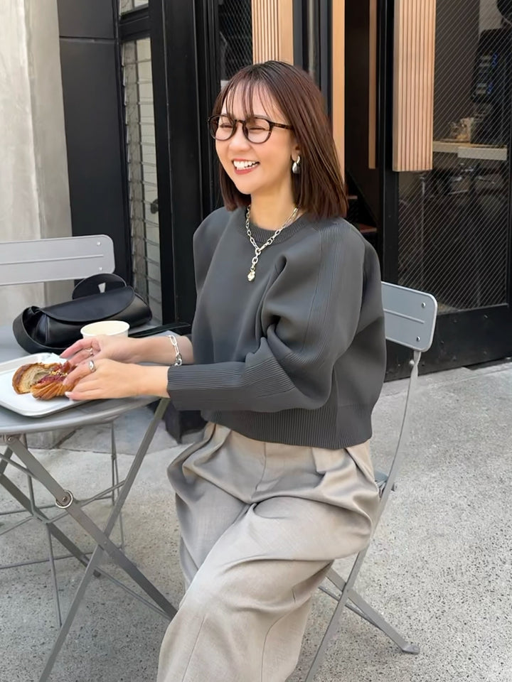 【予約】クロップド丈ダンボールニット /チャコール(3月上旬発送予定)