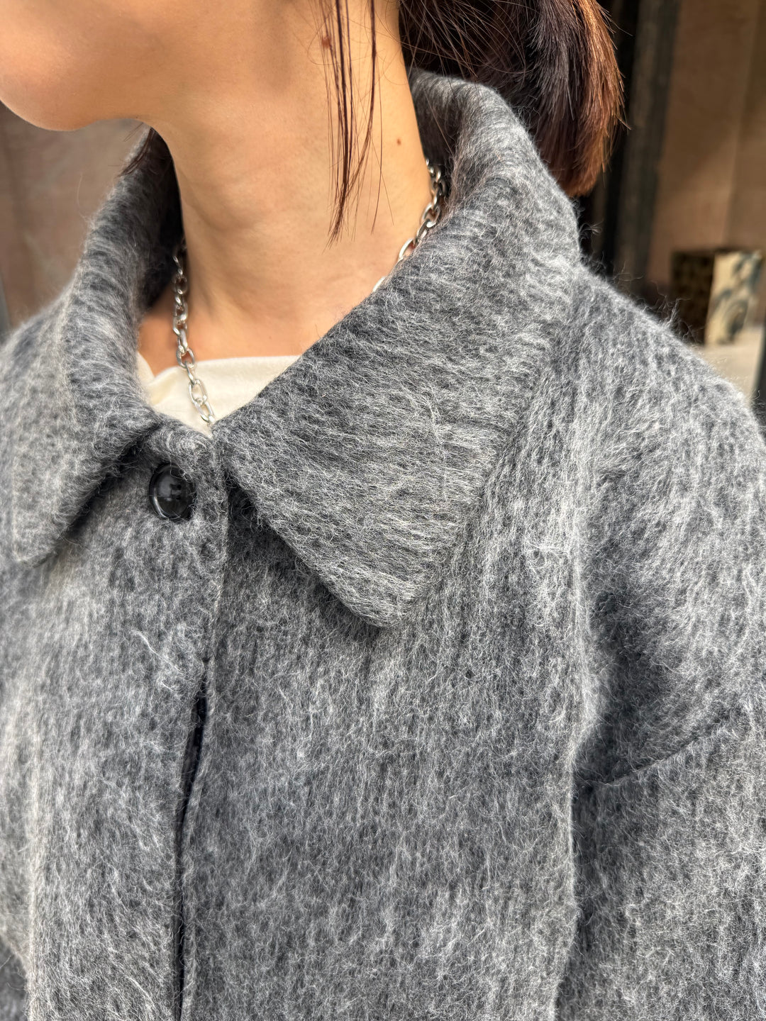 シャギーショートジャケット / グレー