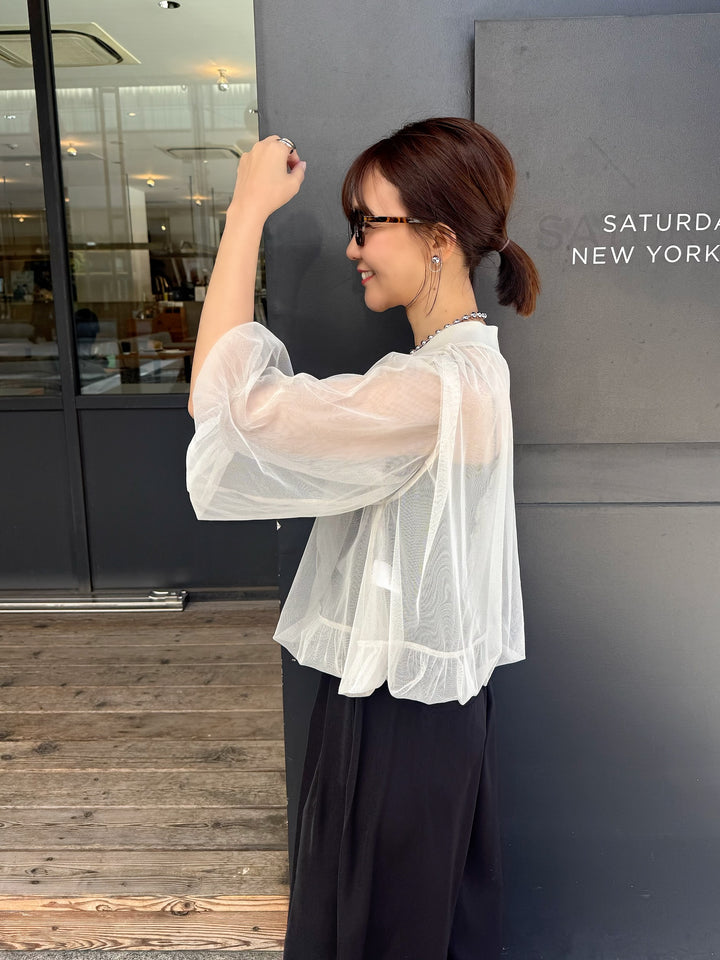 [新作300円OFF] 【予約】チュールシアーカーディガン / ベージュ(4月上旬発送予定)