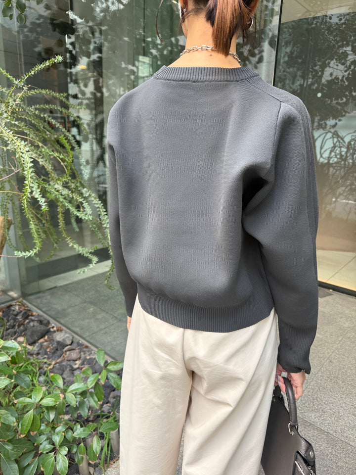 【予約】クロップド丈ダンボールニット /チャコール(3月上旬発送予定)