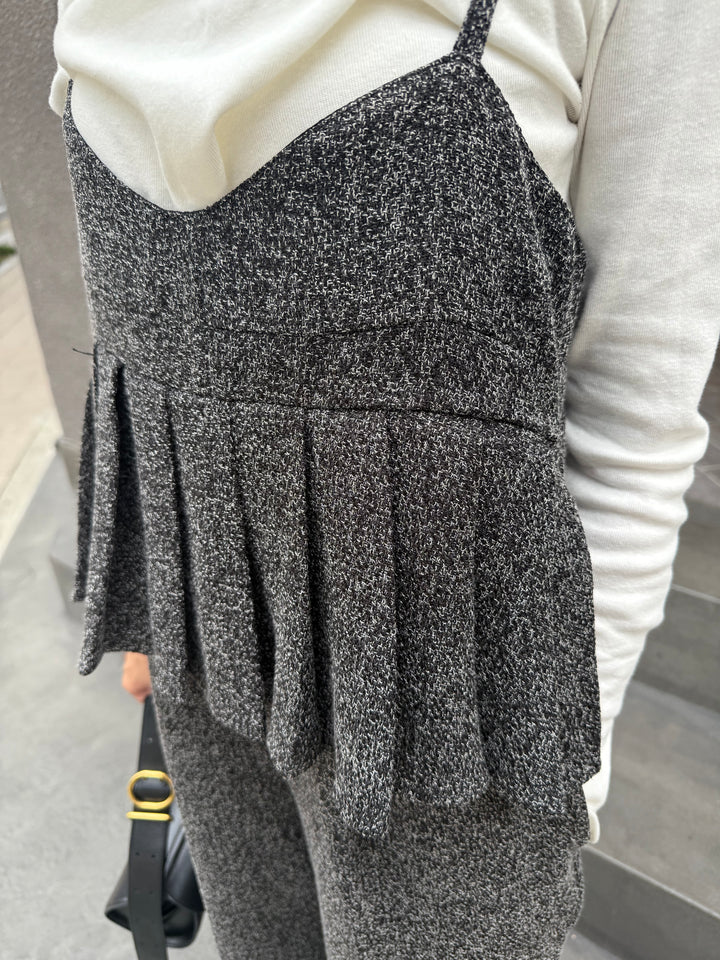 【予約】プリーツビスチェオールインワン / ブラック(11月上旬発送予定)