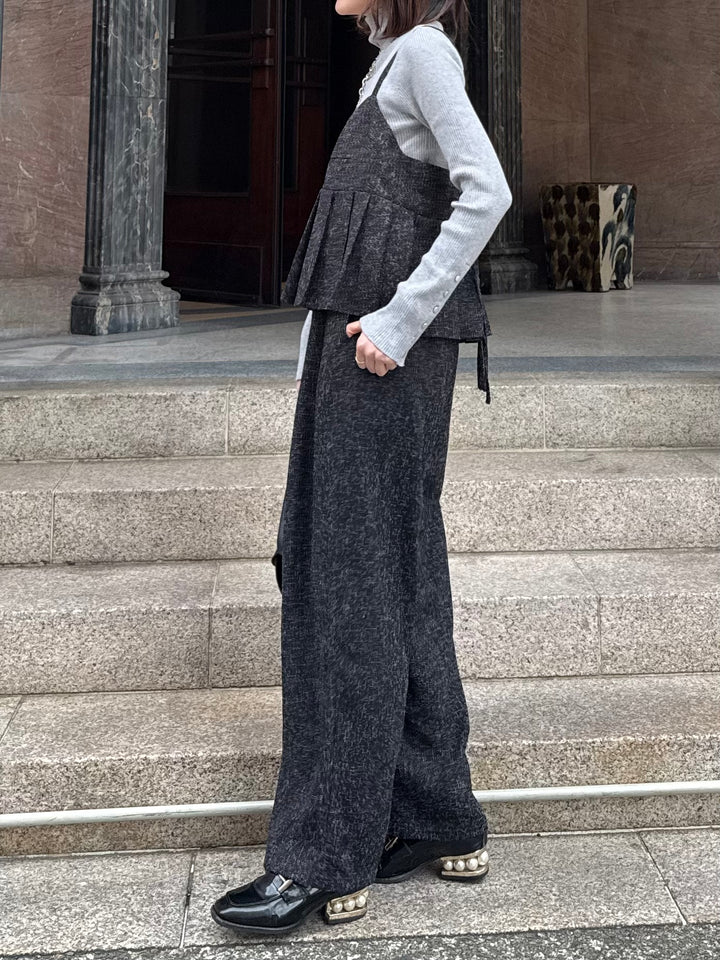 【予約】サマーツイードタックパンツ / ブラック(2月中旬頃発送予定)