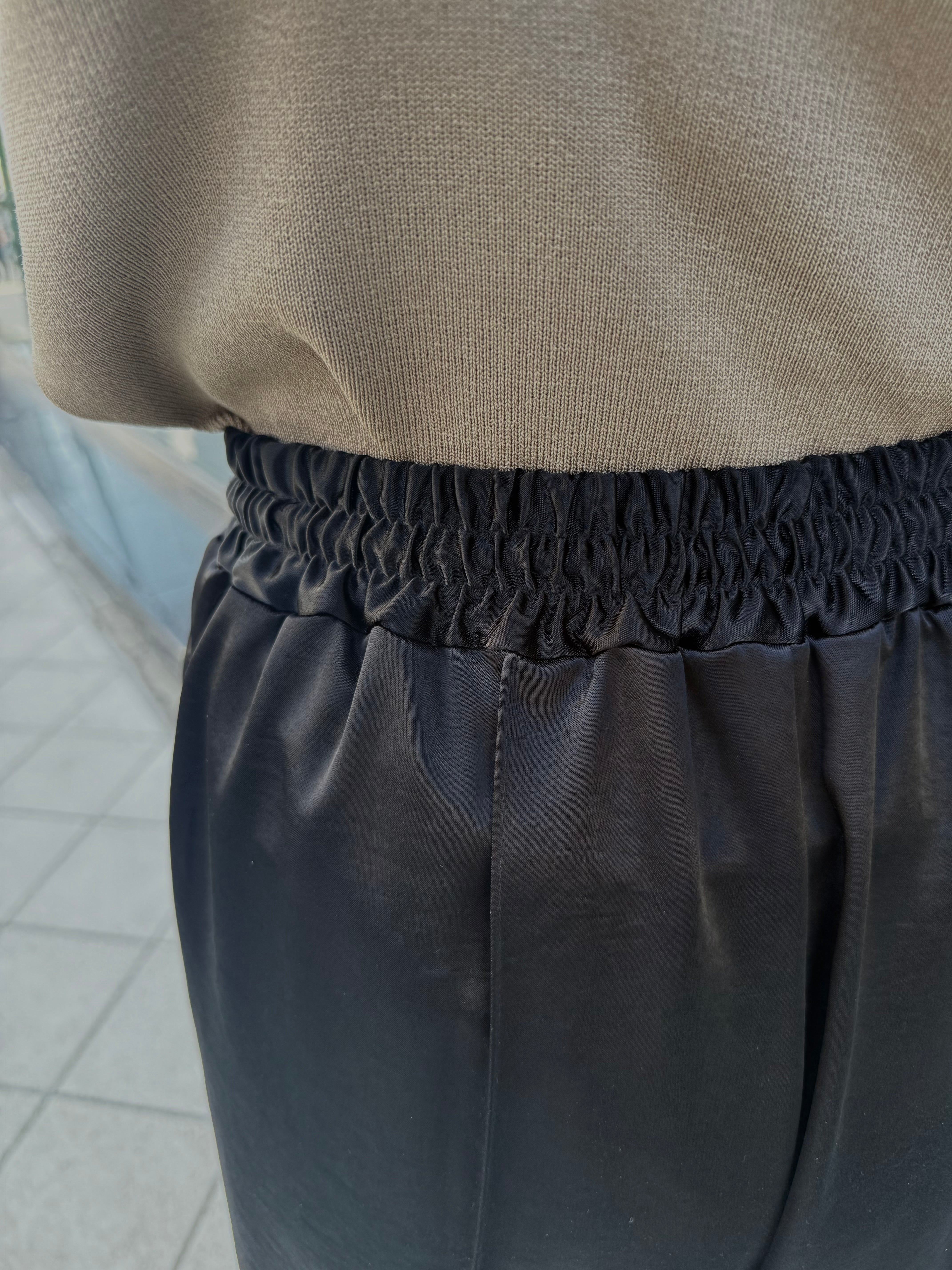 サテンジョガーパンツ / ブラック – fosie