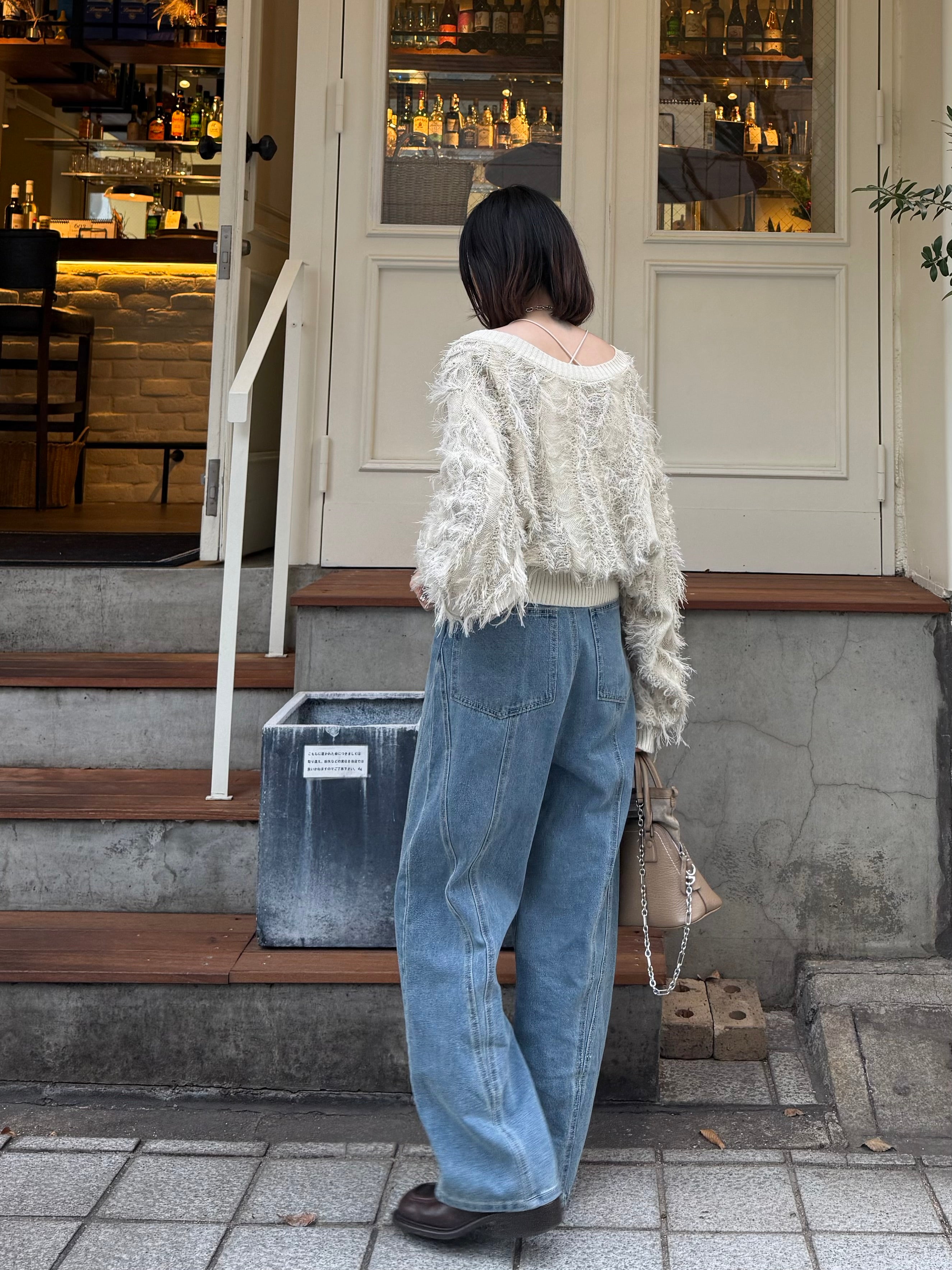 切替えストレートデニムパンツ / ブルー – fosie