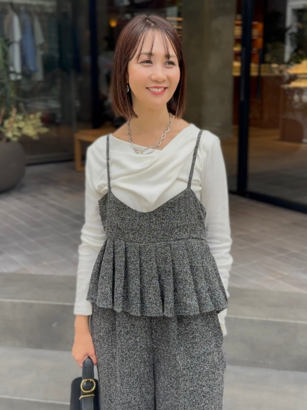 【予約】プリーツビスチェオールインワン / ブラック(11月上旬発送予定)