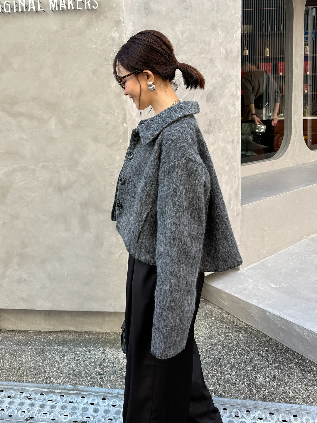 シャギーショートジャケット / グレー