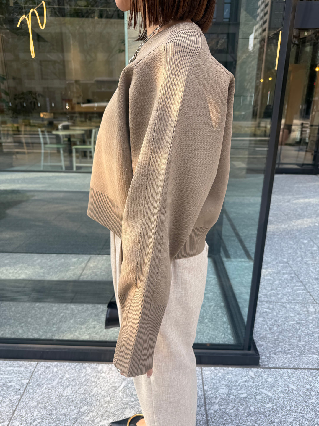 【予約】クロップド丈ダンボールニット / ベージュ(3月上旬発送予定)