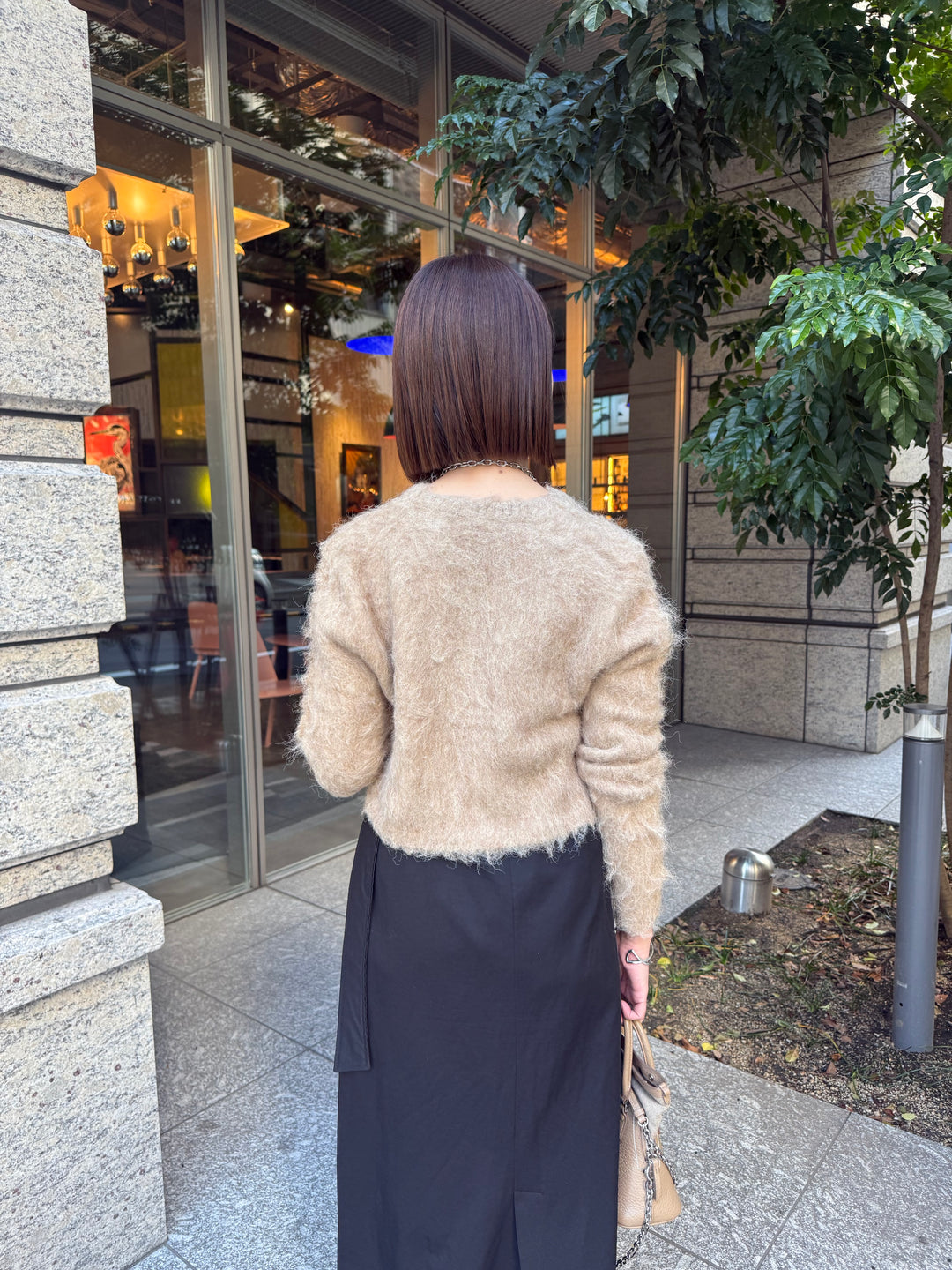 モヘアタッチクロップドカーディガン / ベージュ