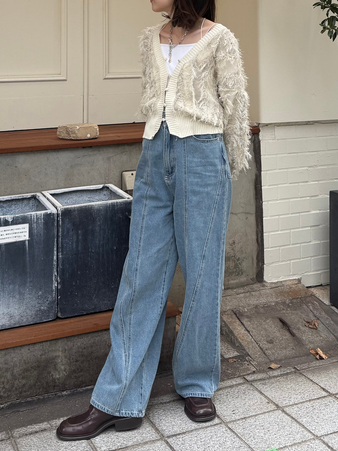 【予約】切替えストレートデニムパンツ / ブルー(1月下旬発送予定)