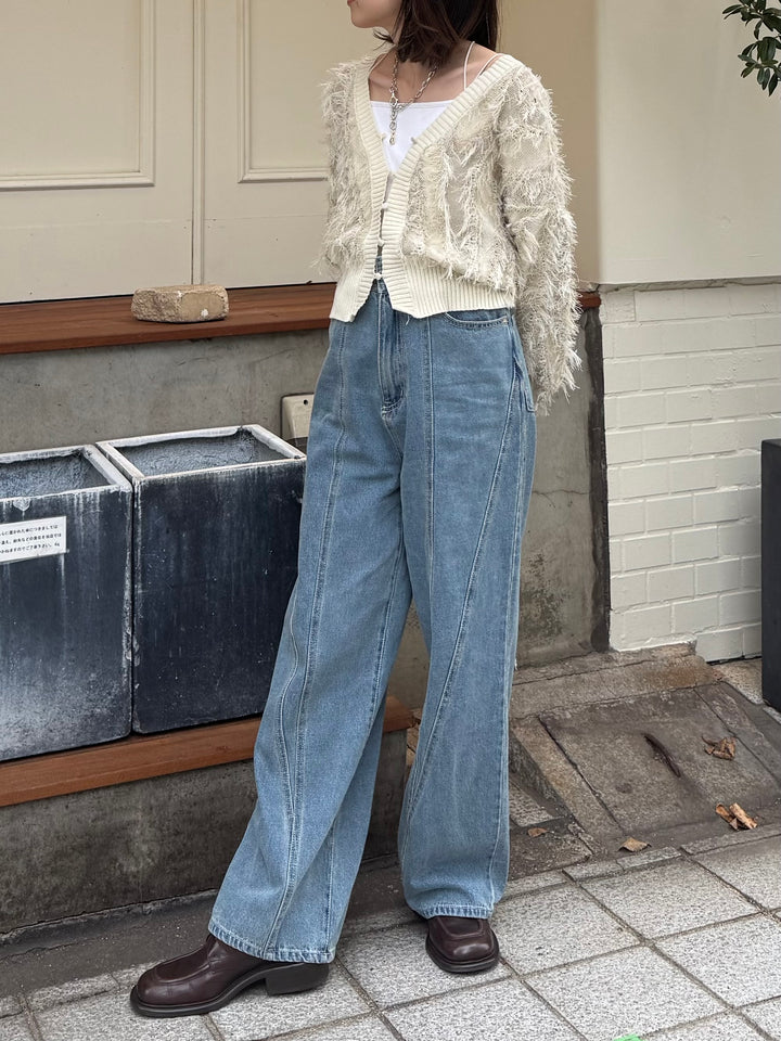 【予約】切替えストレートデニムパンツ / ブルー(1月下旬発送予定)