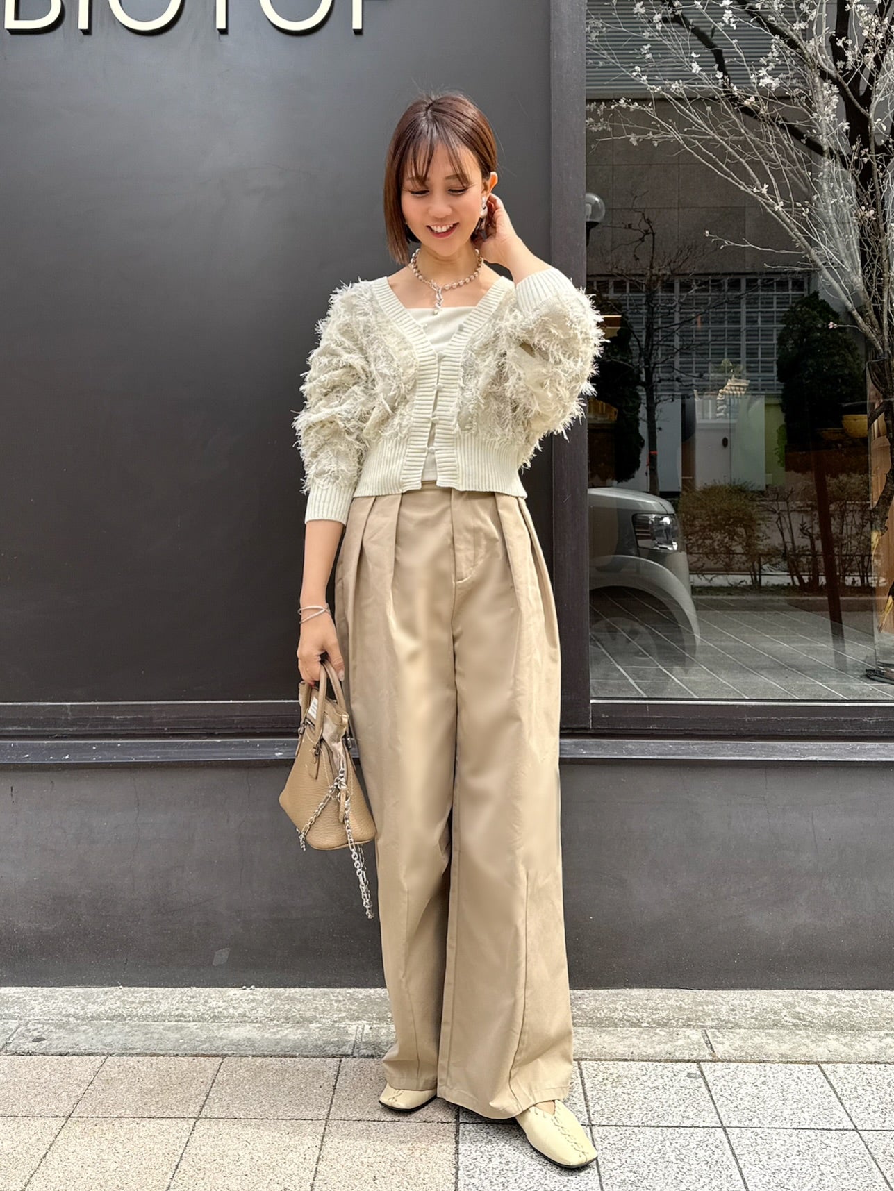 PUSH PUSH ベージュ ワイドパンツ PUSH PUSH ベージュ ワイドパンツ ツイルタックワイドパンツ