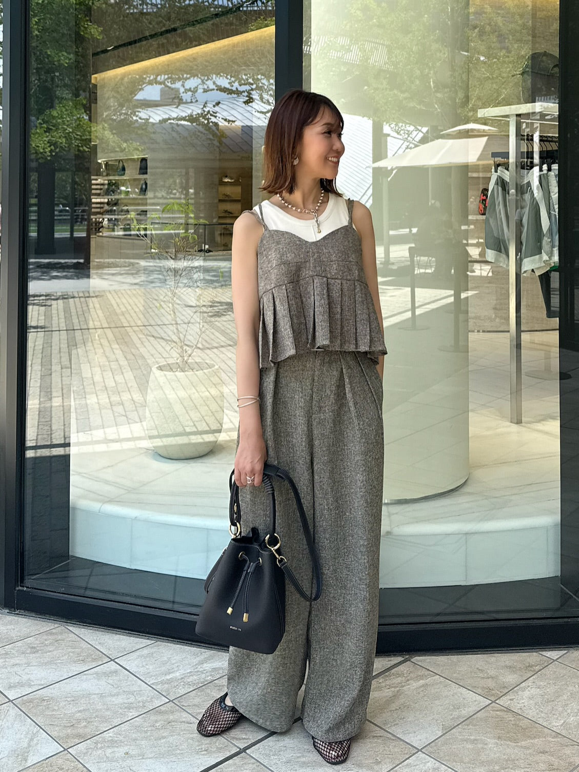 新作300円OFF]【予約】[SET]サマーツイードプリーツキャミ / ブラウン