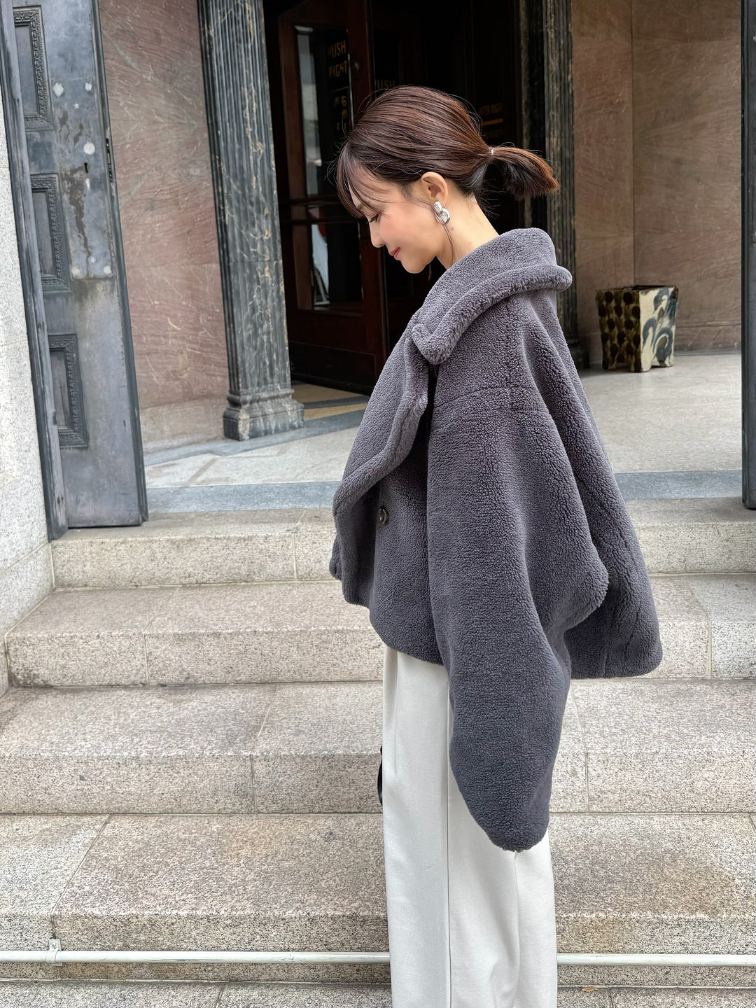 【予約】ボアショートコート / チャコールグレー(11月中旬発送予定)