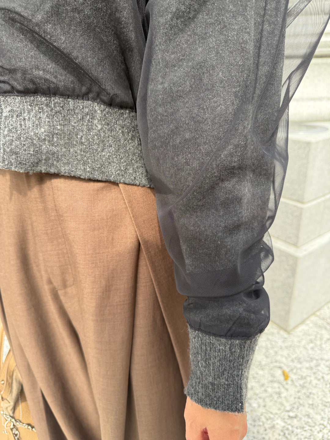 チュールニットカーディガン / ブラック