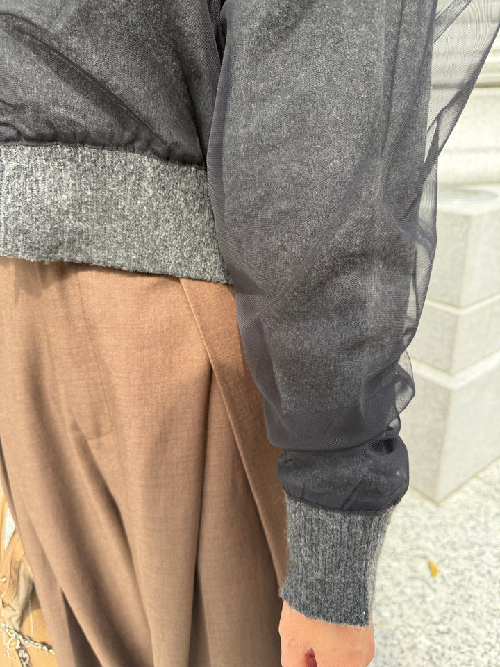 チュールニットカーディガン / ブラック