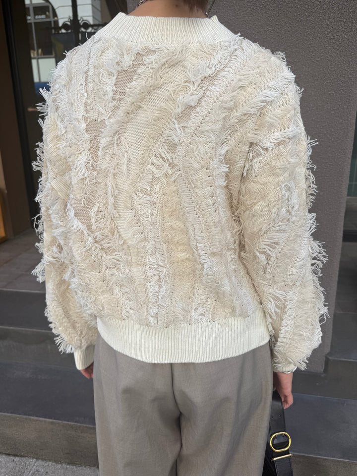 【予約】フリンジニットプルオーパー / アイボリー(11月下旬発送予定)