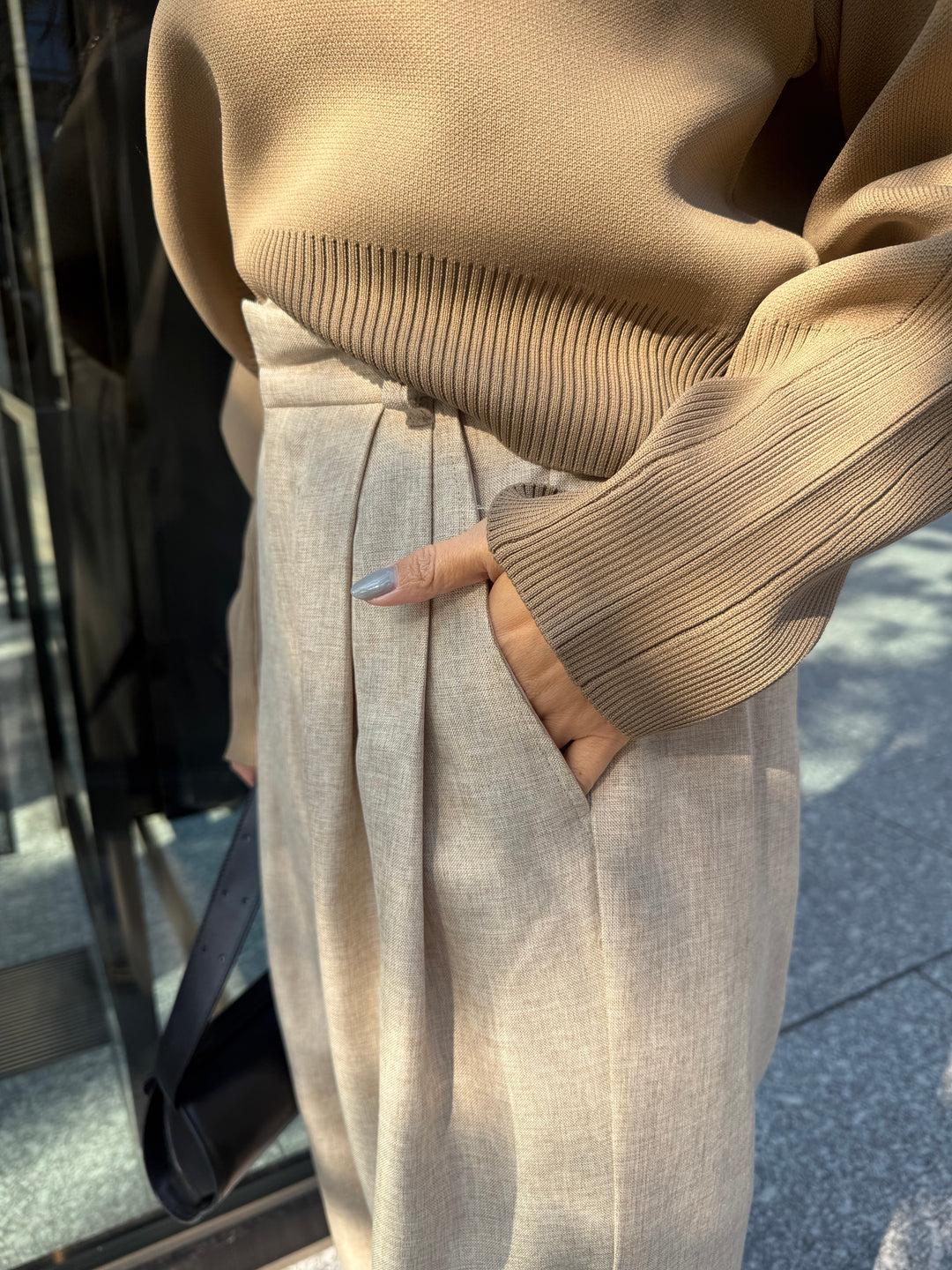 【予約】クロップド丈ダンボールニット / ベージュ(3月上旬発送予定)