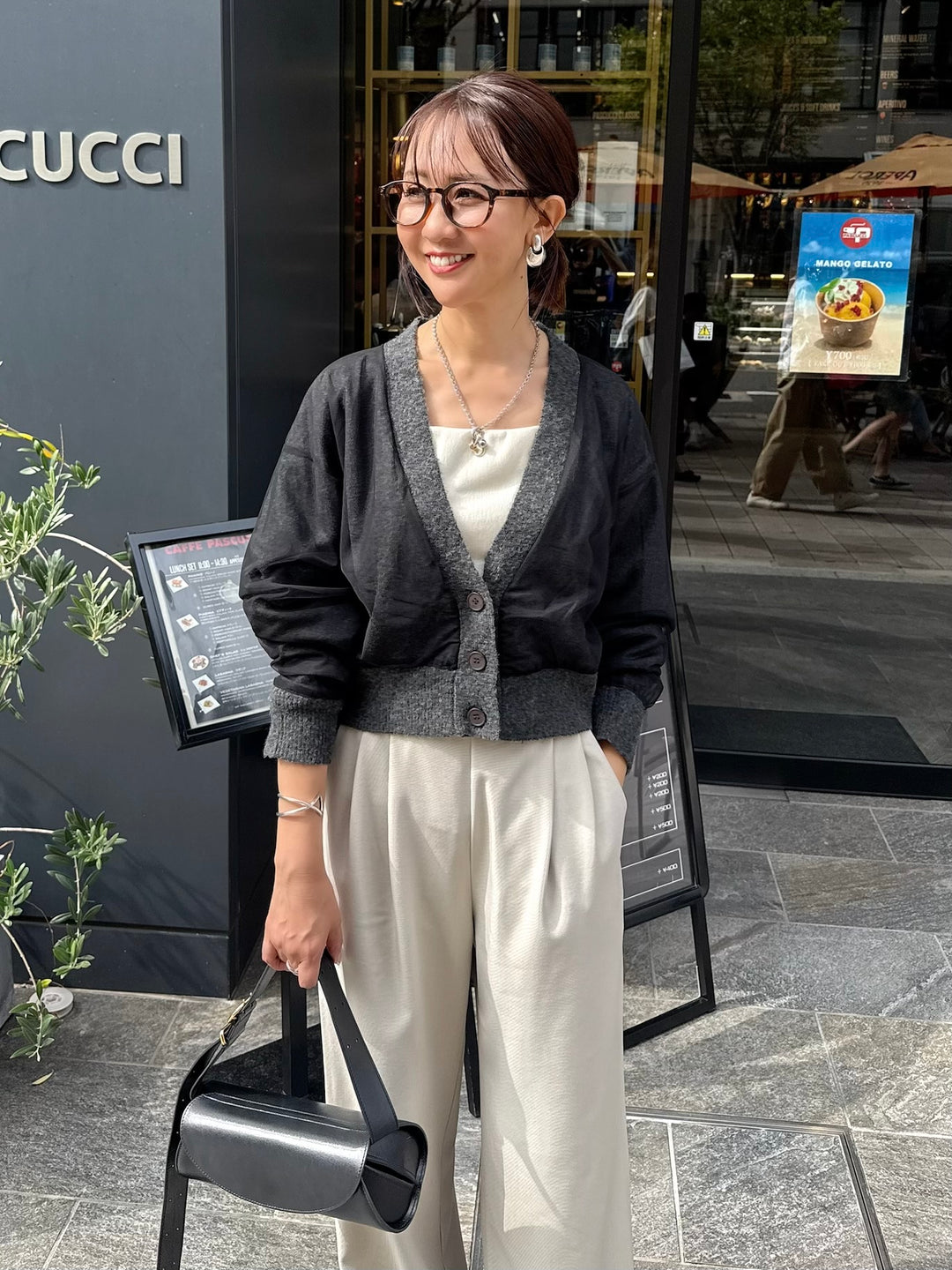 チュールニットカーディガン / ブラック